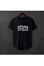  Unisex Oversize Modern Boy Pamuklu Etek Oval Siyah Baskili T-shirt